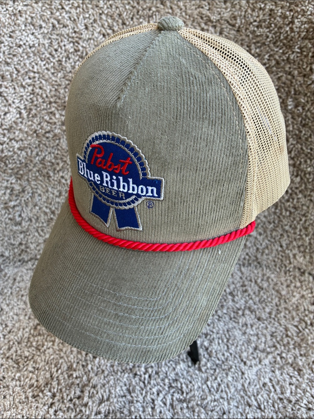 Pabst Blue Ribbon Beer Corduroy Trucker Hat
